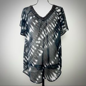 Express Black and White Sheer Top